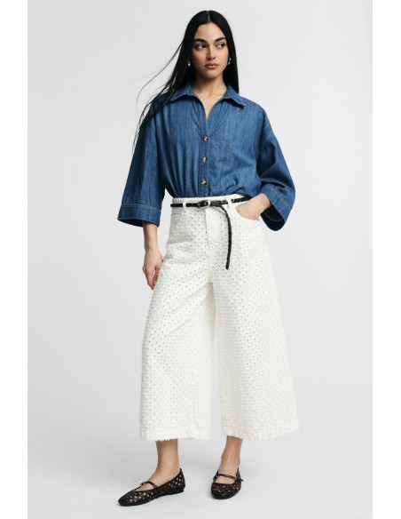 Cropped palazzo-broek met reliëfpatroon Please