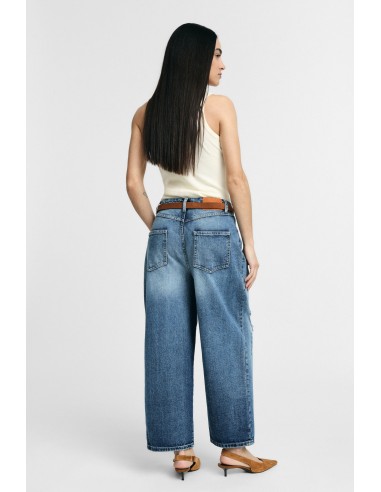 Jeans met wijde pijpen en distressed details Please