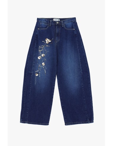 Wijde pijp-jeans met bloemenborduursel Please