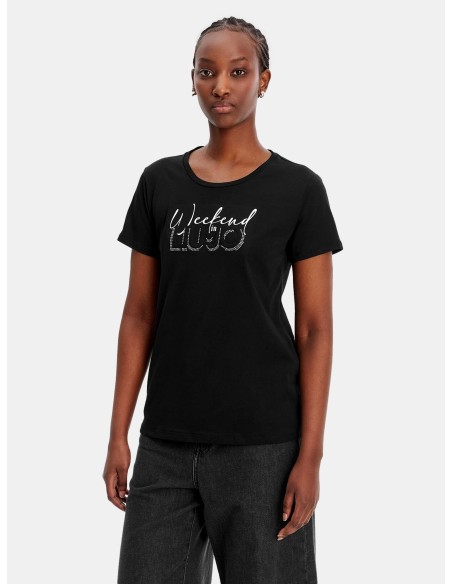 T-shirt met print en strass van Liu Jo