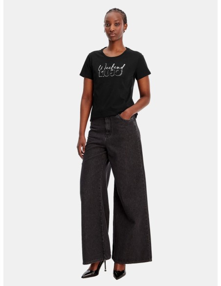 T-shirt met print en strass van Liu Jo