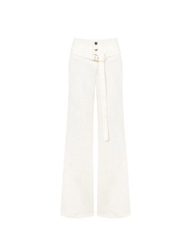 Wide leg-jeans met stretch en bijpassende riem Rinascimento