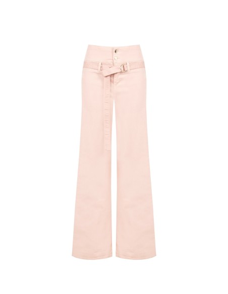 Wide leg-jeans met stretch en bijpassende riem Rinascimento