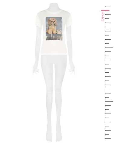 Regular katoenen T-shirt met hondenprint en strass van Rinascimento
