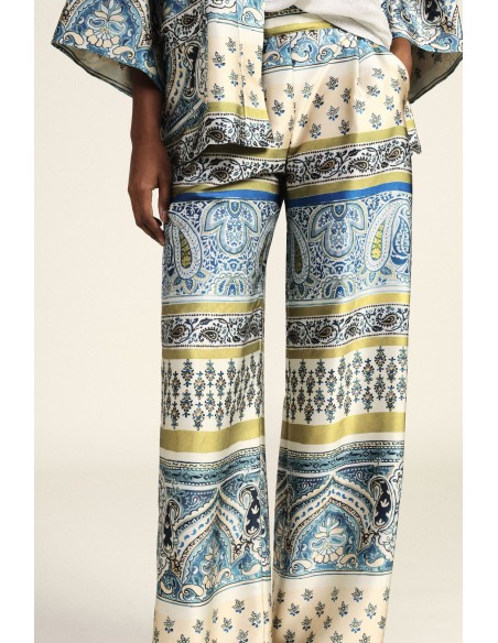 Dixie Palazzo-broek met paisleyprint en bloemendetails