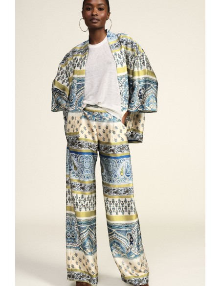 Dixie Palazzo-broek met paisleyprint en bloemendetails