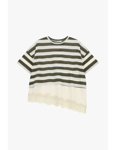 Gestreept T-shirt met asymmetrisch kanten inzetstuk Dixie