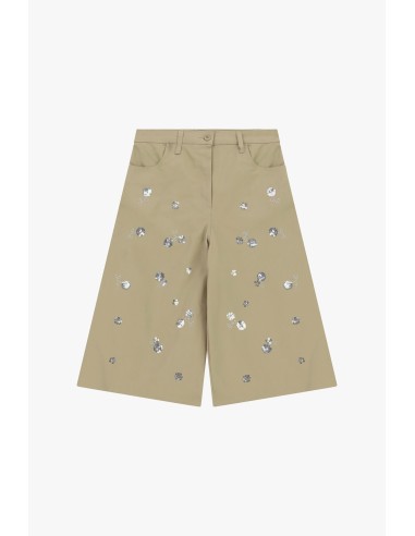 Knielange shorts met bloemapplicaties en zakken aub