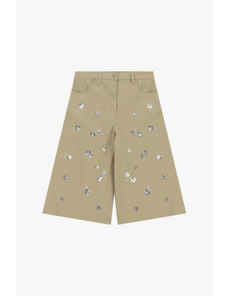 Knielange shorts met bloemapplicaties en zakken aub