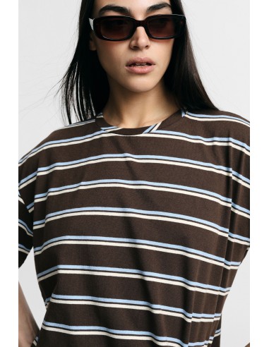 Ruimvallend gestreept T-shirt met kanten randje aan de mouwen Please