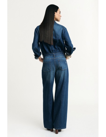 Denim jumpsuit met regular fit en zakken aan de voorkant alstublieft