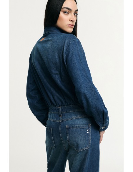 Denim jumpsuit met regular fit en zakken aan de voorkant alstublieft