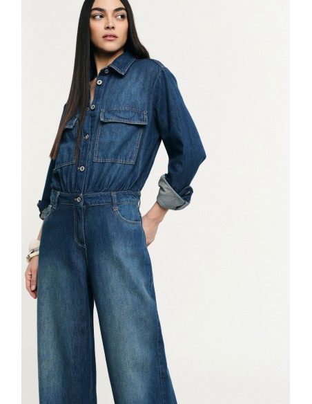 Denim jumpsuit met regular fit en zakken aan de voorkant alstublieft