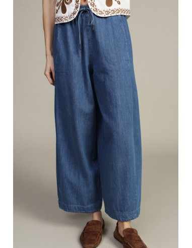 Wijde palazzo-broek met elastische taille en trekkoord Dixie