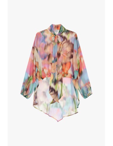 Blouse met print, strik en asymmetrische zoom Dixie