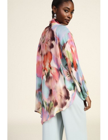 Blouse met print, strik en asymmetrische zoom Dixie