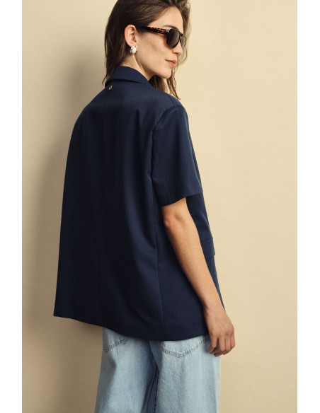 Dixie blazer met korte mouwen en paspelzakken