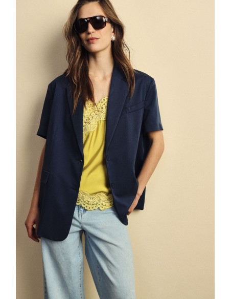 Dixie blazer met korte mouwen en paspelzakken