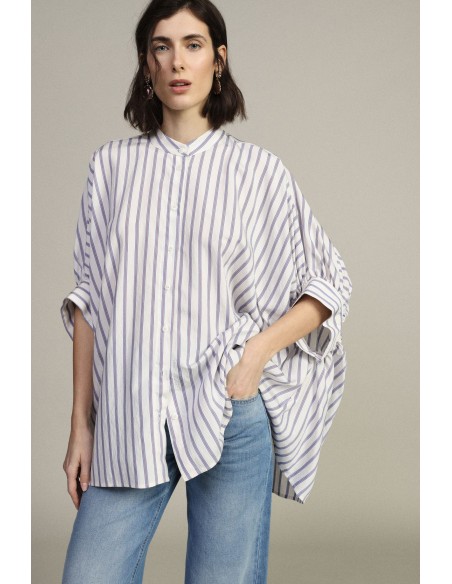 Oversized gestreept overhemd met wijde mouwen Dixie