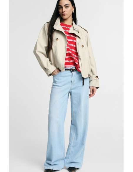 Jeans met wijde pijpen, hoge taille en vijf zakken Please