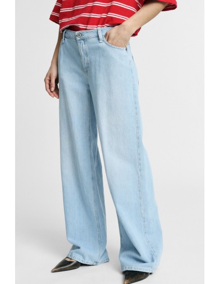 Jeans met wijde pijpen, hoge taille en vijf zakken Please