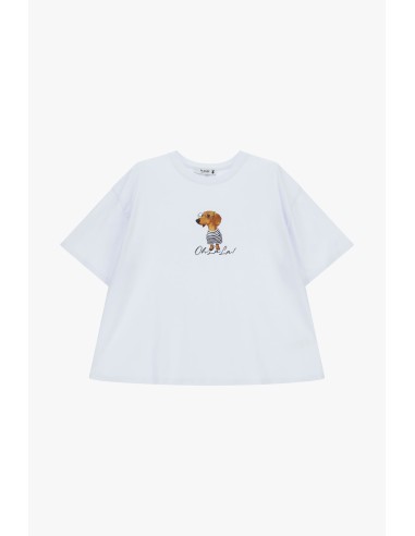Ruimvallend T-shirt met hondenprint en grafische opdruk aan de voorkant, alsjeblieft