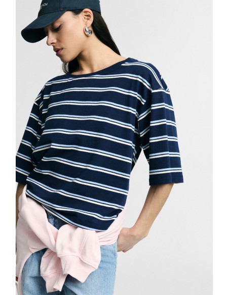 Gestreept T-shirt met ronde hals en boxy pasvorm Please