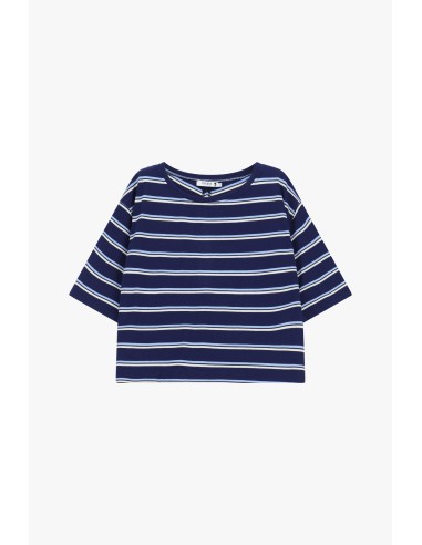 Gestreept T-shirt met ronde hals en boxy pasvorm Please