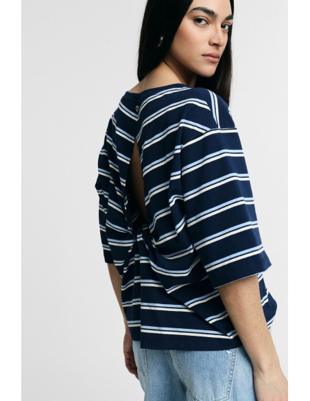 Gestreept T-shirt met ronde hals en boxy pasvorm Please
