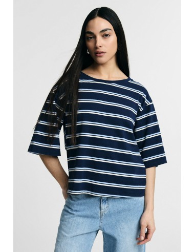 Gestreept T-shirt met ronde hals en boxy pasvorm Please