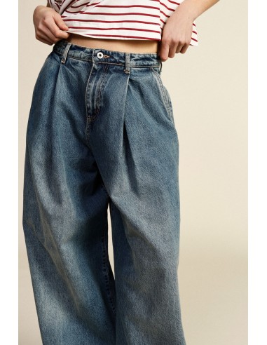 Dixie-jeans met wijde pijpen, plooien en hoge taille