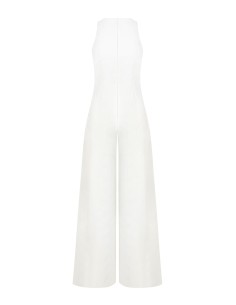 Jumpsuit in gestructureerde katoenmix met strik en juweeldetail van Rinascimento 2
