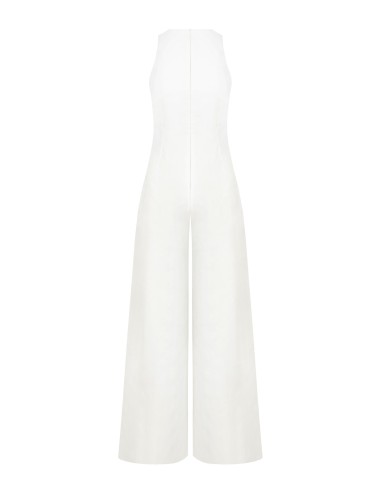 Jumpsuit in gestructureerde katoenmix met strik en juweeldetail van Rinascimento