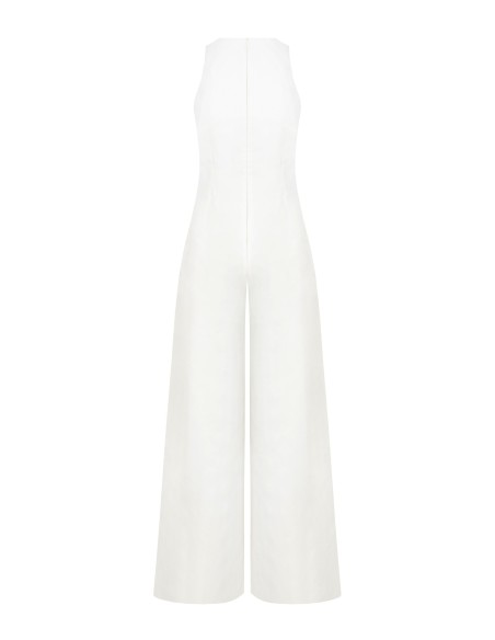 Jumpsuit in gestructureerde katoenmix met strik en juweeldetail van Rinascimento