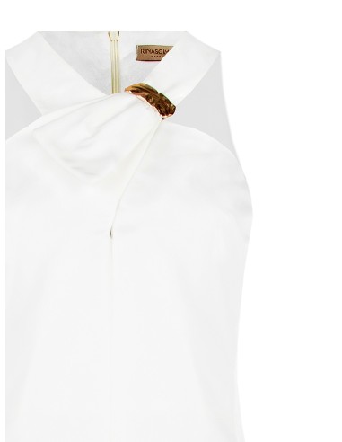 Jumpsuit in gestructureerde katoenmix met strik en juweeldetail van Rinascimento