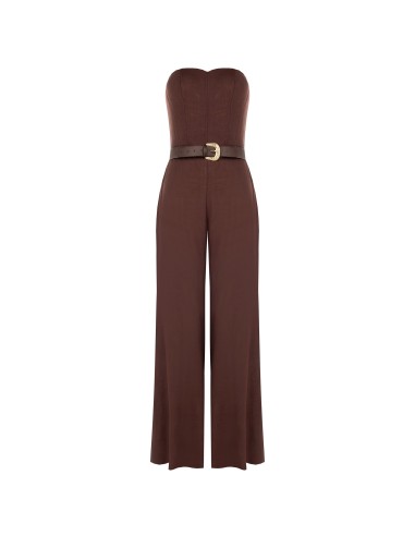 Palazzo-jumpsuit van een viscose-linnenmix met bijpassende riem van imitatieleer van Rinascimento
