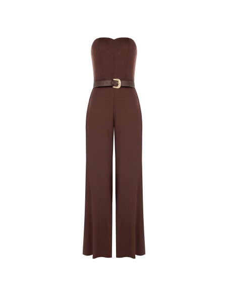 Palazzo-jumpsuit van een viscose-linnenmix met bijpassende riem van imitatieleer van Rinascimento