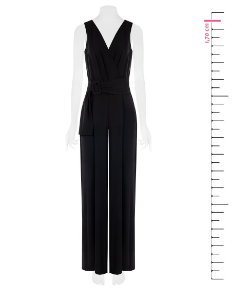 Korte jumpsuit van elastische katoenmix met stijve riem met logo van Rinascimento