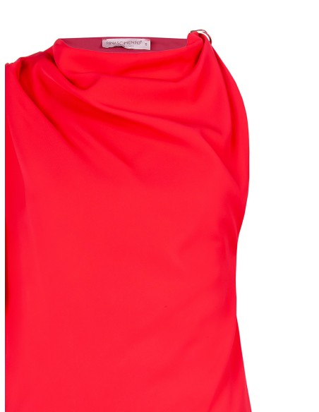 Asymmetrische blouse van soepele stof met rimpeldetail op de schouder Rinascimento