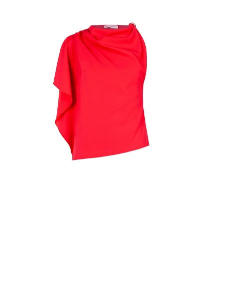 Asymmetrische blouse van soepele stof met rimpeldetail op de schouder Rinascimento