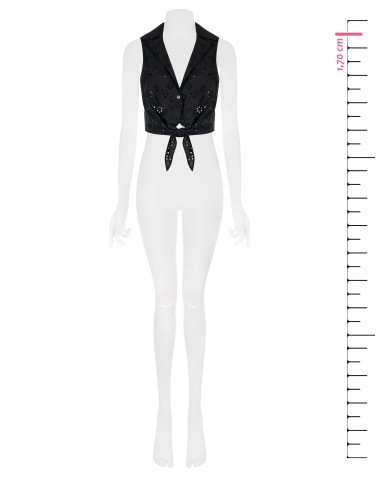 Cropped blouse met knoop van Sangallo-katoen Rinascimento