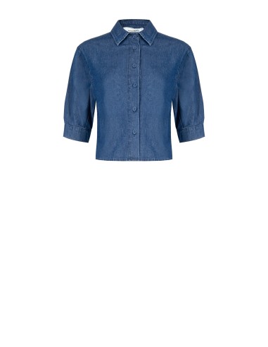 Ruimvallend en kort overhemd van lichte denim met 3/4-mouwen Rinascimento
