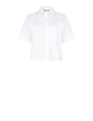 Korte oversized katoenen blouse met geplooidetail Rinascimento