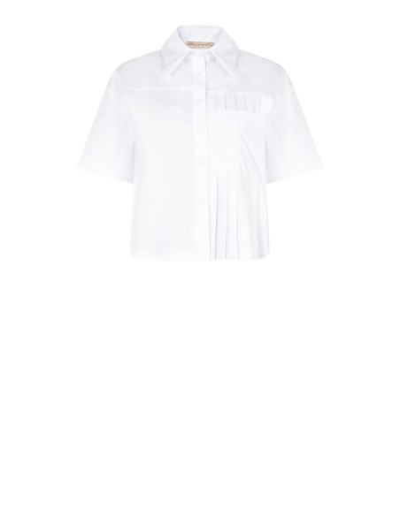 Korte oversized katoenen blouse met geplooidetail Rinascimento