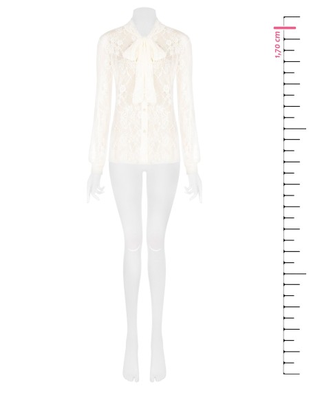 Getailleerde transparante kanten blouse met strik Rinascimento