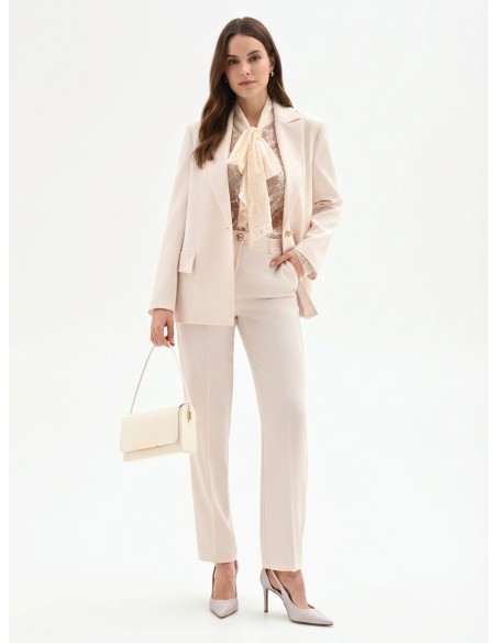 Getailleerde transparante kanten blouse met strik Rinascimento