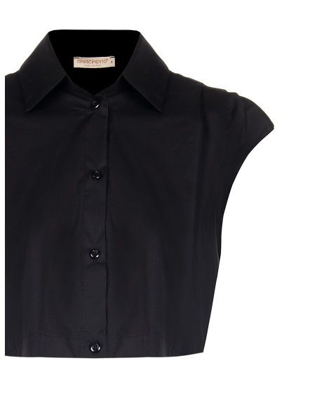 Katoenen cropped top met trekkoord aan de achterkant – Rinascimento