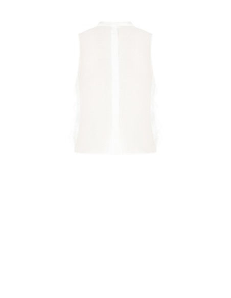 Blouse van geborduurde tule en kant aan de voorkant en ultralichte lyocell aan de achterkant Rinascimento
