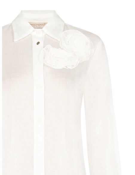 Ultralichte lyocellblouse met rozenapplicaties Rinascimento