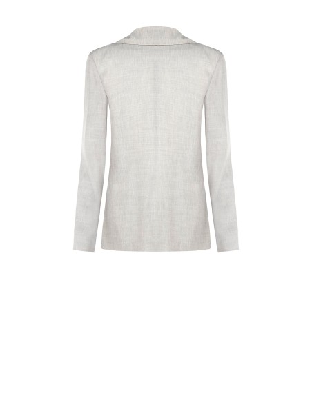 Oversized blazerjasje met tailleaccent van een viscose- en lyocellmix met driehoekige knoop van Rinascimento